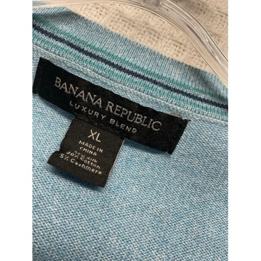 NWOT Banana Republic Luxury Blend V-Neck Sweater Men XL China Silk/Cashmere/Cott
